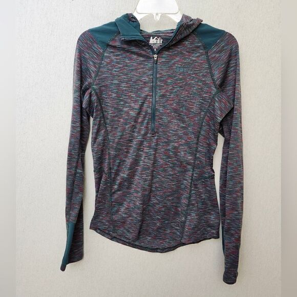 REI multicolored 1/2 zip hoodie pullover - Picture 2 of 10